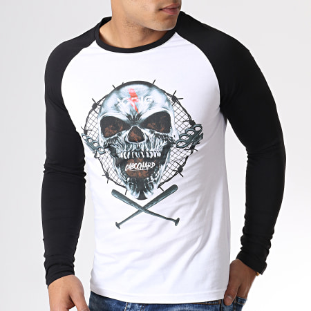 25G - Tee Shirt Manches Longues Raglan Skull XXVG Blanc Noir