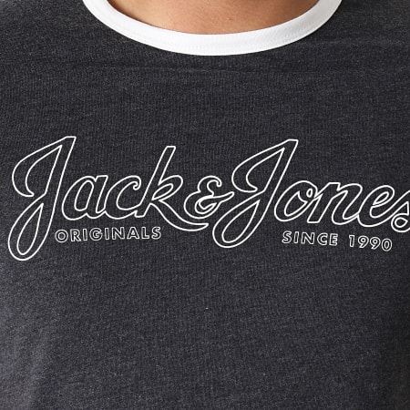Jack And Jones - Tee Shirt Retro Gris Anthracite