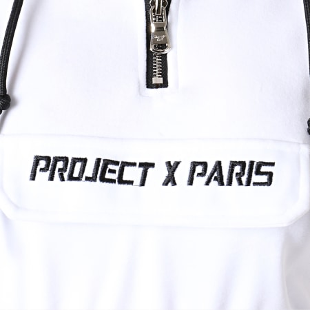 Project X Paris - Sweat Capuche Crop Femme Velours F192045 Blanc