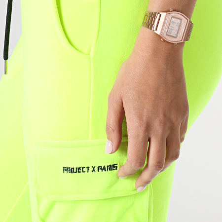 Project X Paris - Pantalon Jogging Femme Velours F194045 Jaune Fluo