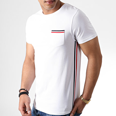 LBO - Tee Shirt Poche Tricolore Bleu Blanc Rouge 734 Blanc