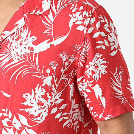 Only And Sons - Chemise Manches Courtes Floral Larry Rouge