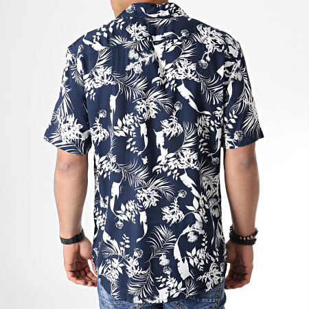 Only And Sons - Chemise Manches Courtes Floral Larry Bleu Marine 