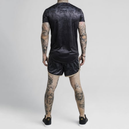 SikSilk - Tee Shirt Oversize Avec Bandes Tape Trials 14289 Noir Renaissance