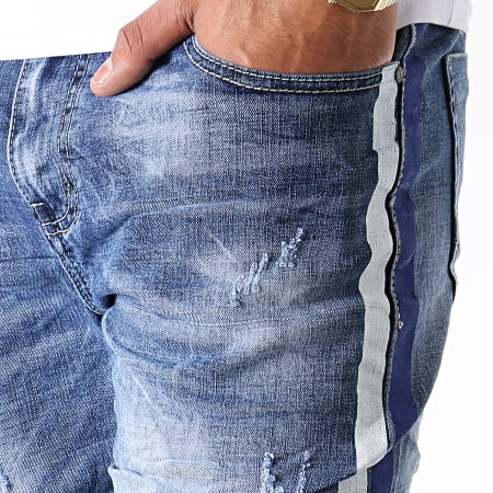 Terance Kole - Short Jean Skinny A Bandes 77018 Bleu Denim