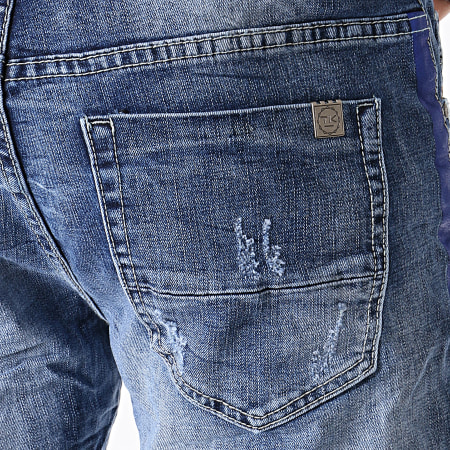 Terance Kole - Short Jean Skinny A Bandes 77018 Bleu Denim