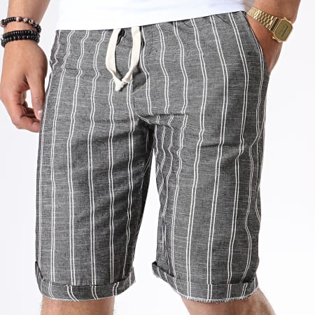 MTX - Short Chino A Rayures TM0136 Gris Anthracite Chiné