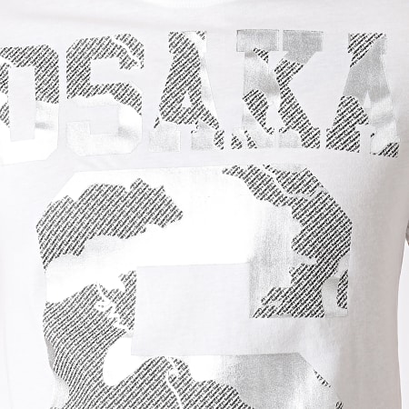 Superdry - Tee Shirt Osaka Mochrom M10103CT Blanc Argenté 