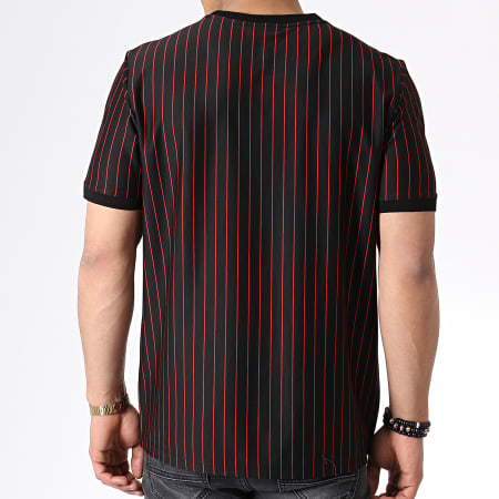 HUGO - Tee Shirt A Rayures Reverse Logo Drieste 50410916 Noir Rouge