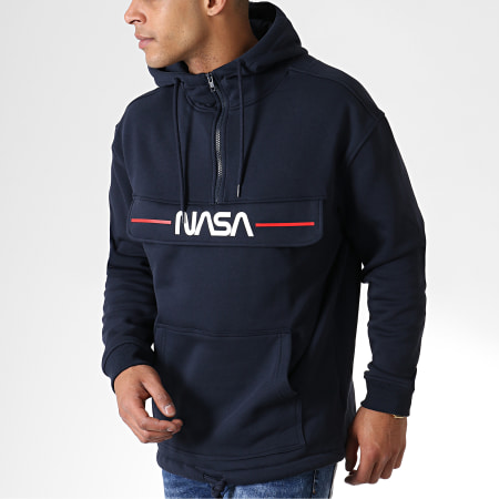 NASA - Worm Logo Outdoor Felpa con collo a zip blu navy