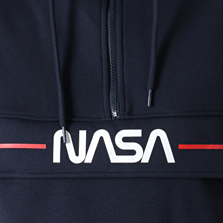 NASA - Sweat Outdoor Col Zippé Worm Logo Bleu Marine
