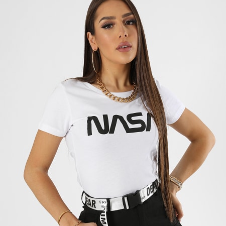 NASA - Tee Shirt Femme Worm Logo Blanc