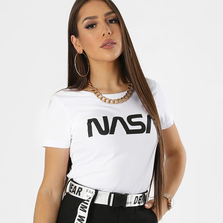 NASA - Tee Shirt Femme Worm Logo Blanc