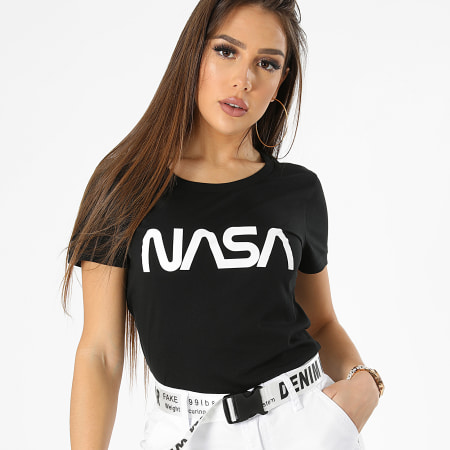 NASA - Camiseta Logo Gusano Mujer Negro