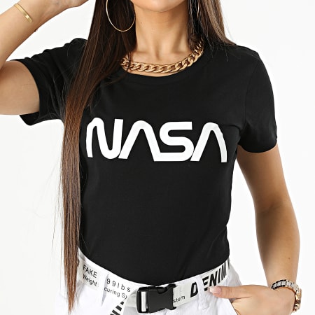 NASA - Camiseta Logo Gusano Mujer Negro