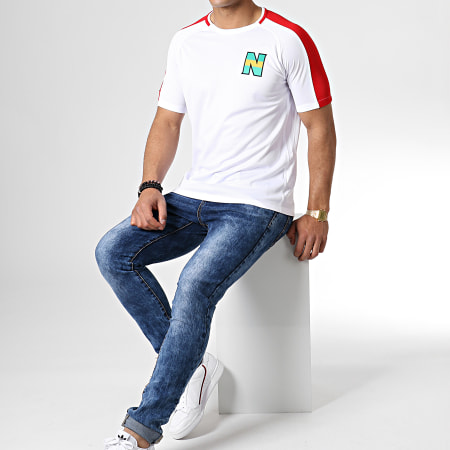 Okawa Sport - Nuevo Equipo 2 Blanco Rojo Stripe Sports Camiseta Oliva Y Tom