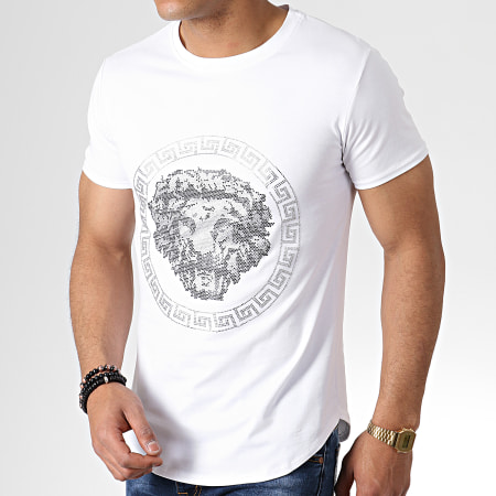 Uniplay - Tee Shirt Oversize A Strass ZS010 Blanc Renaissance