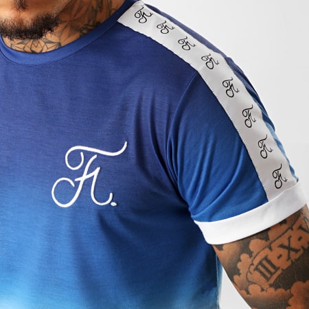 Final Club - Tee Shirt Oversize Dégradé Avec Bandes Et Broderie 223 Bleu Et Blanc