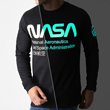 NASA - Tee Shirt Manches Longues Glow In The Dark Noir