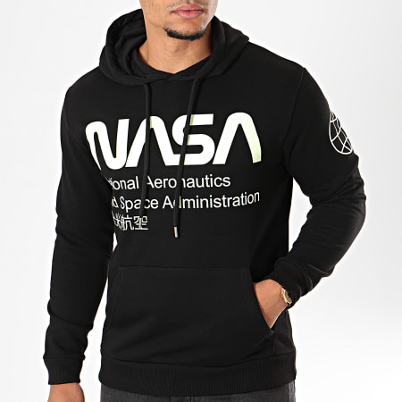 NASA - Sudadera con capucha Glow In The Dark Negra