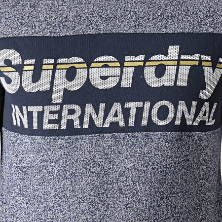 Superdry - Tee Shirt International Panel M10113TU Bleu Marine Chiné