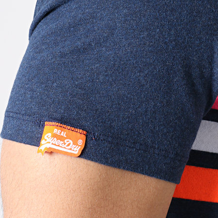 Superdry - Tee Shirt Orange Label Fluro Chestband M10166RU Bleu Marine