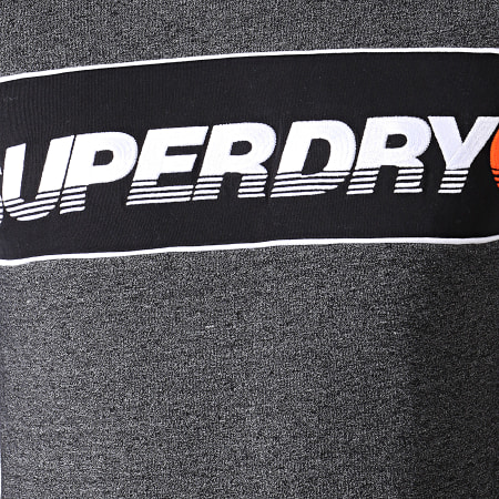 Superdry - Tee Shirt Manches Longues Applique New House M60902TU Gris Anthracite Chiné