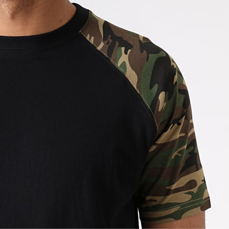 Urban Classics - Tee Shirt Camouflage Noir Vert Kaki