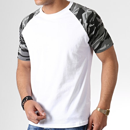 Urban Classics - Camuflaje Camiseta Blanco Verde Caqui