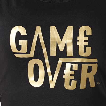 Game Over - Camiseta Mujer Game Over Negro Oro