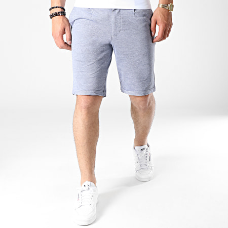Only And Sons - Short Chino Cuton Knitted Pique Bleu Marine Blanc