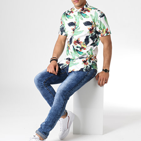 Selected - Chemise Manches Courtes Asher Blanc Floral