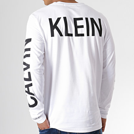 Calvin Klein - Tee Shirt Manches Longues Institutional Back Print 0404 Blanc Noir