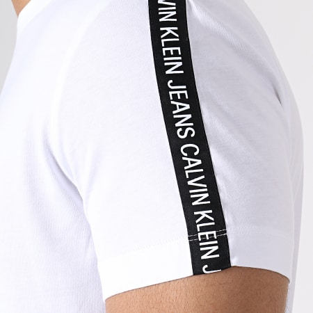 Calvin Klein - Tee Shirt A Bandes Logo Tape 2577 Blanc Noir