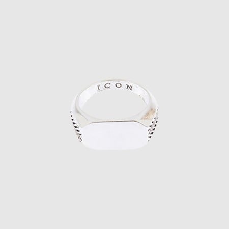 Icon Brand - Bague Herring Bone Signet Métal