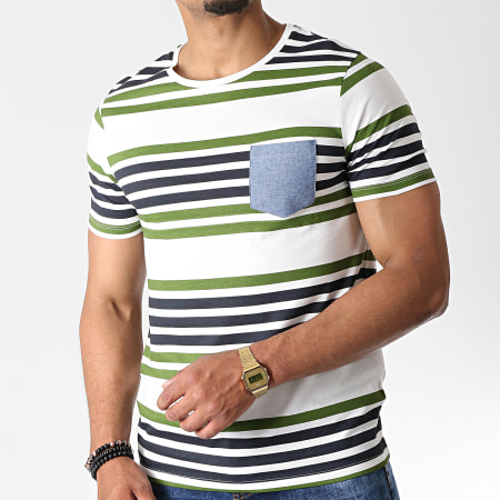 Produkt - Tee Shirt Poche GMS Twin Ecru Vert Bleu Marine