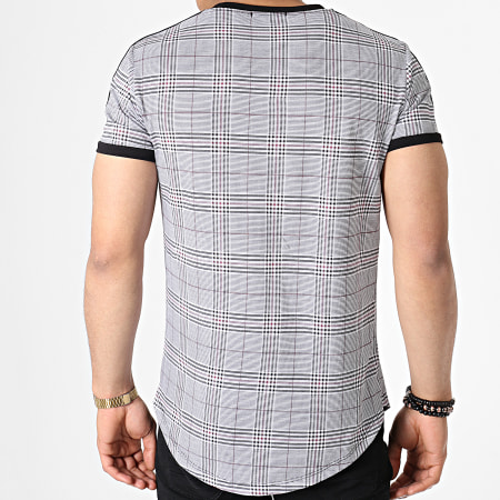 MTX - Tee Shirt Oversize Avec Bandes Et Carreaux TM0101 Blanc Noir Rouge