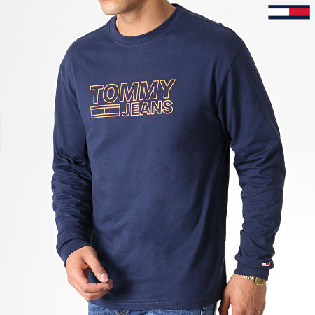 Tommy Jeans - Tee Shirt Manches Longues Contoured Corp 6858 Bleu Marine