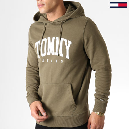 Tommy Jeans - Sweat Capuche Essential Tommy 6590 Vert Kaki