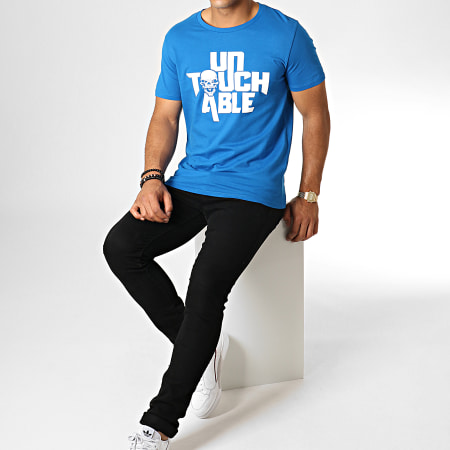 Untouchable - Tee Shirt Logo Bleu Roi Blanc