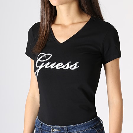 Guess - Tee Shirt Femme Col V W93I71J1300 Noir