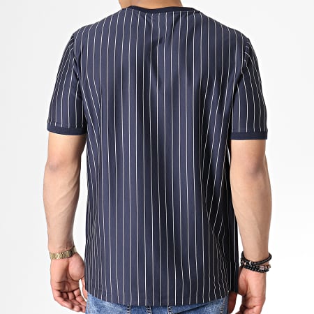 HUGO - Tee Shirt A Rayures Reverse Logo Drieste 50410916 Bleu Marine Blanc