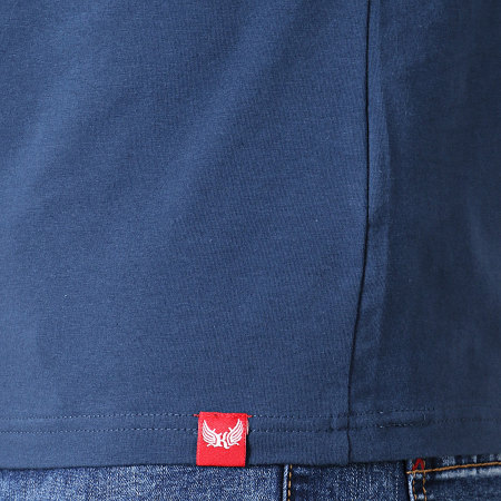 Kaporal - Tee Shirt Manches Longues Col V Pizake Bleu Marine Rouge
