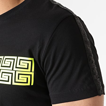 KZR - Tee Shirt Avec Bandes KNZ-01 Noir Jaune Fluo