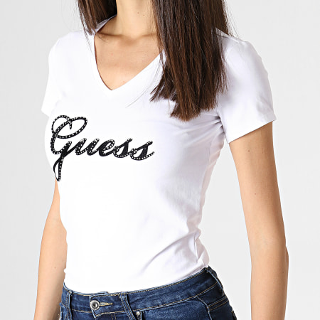 Guess - Tee Shirt Femme Col V W93I71J1300 Blanc