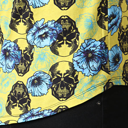 John H - Tee Shirt Oversize Floral IT-011 Jaune Bleu Clair