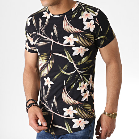John H - Tee Shirt Oversize IT-020 Noir Floral