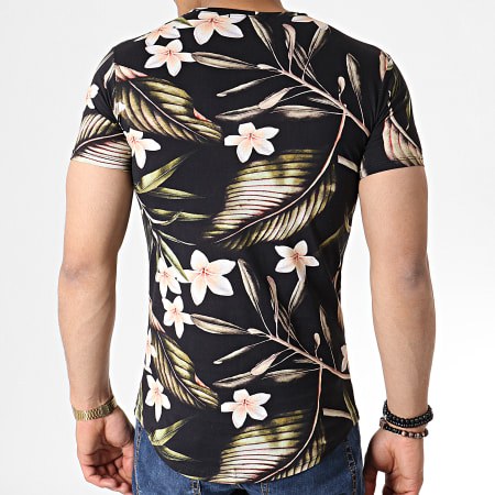 John H - Tee Shirt Oversize IT-020 Noir Floral