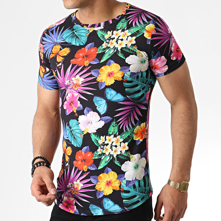 John H - Tee Shirt Oversize IT-002 Noir Floral