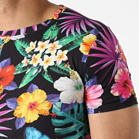 John H - Tee Shirt Oversize IT-002 Noir Floral
